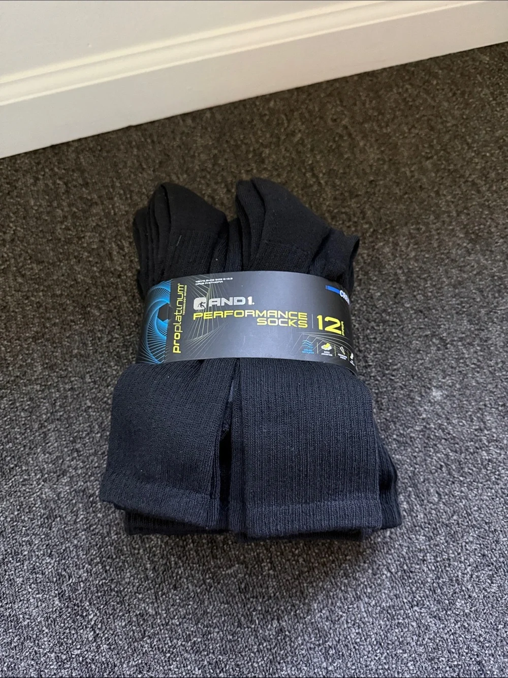 And1 Black Athletic Crew Socks - 12 Pack